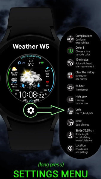 Weather watch face W5 - Image screenshot of android app