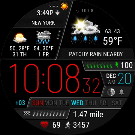 Weather watch face W6 - Image screenshot of android app