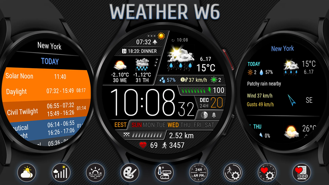 Weather watch face W6 - عکس برنامه موبایلی اندروید