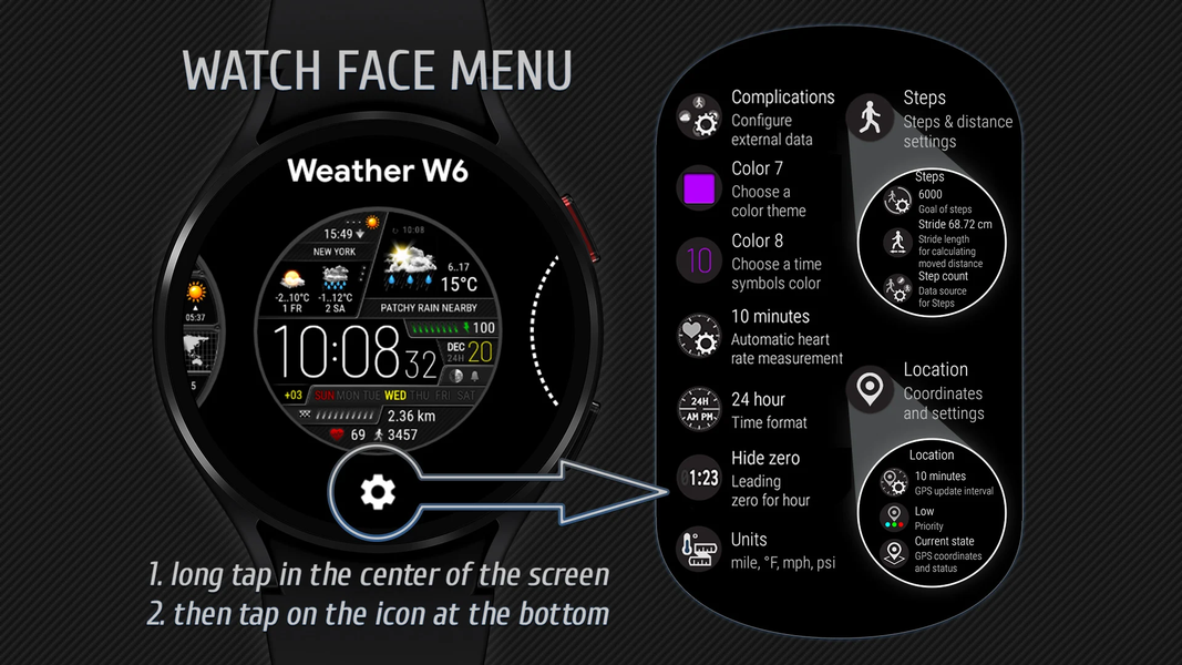 Weather watch face W6 - Image screenshot of android app