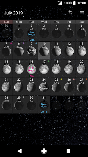Simple Moon Phase Calendar - عکس برنامه موبایلی اندروید