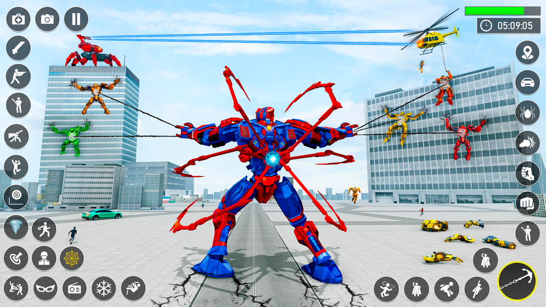 Spider Rope Hero - Robot Game - Gameplay image of android game