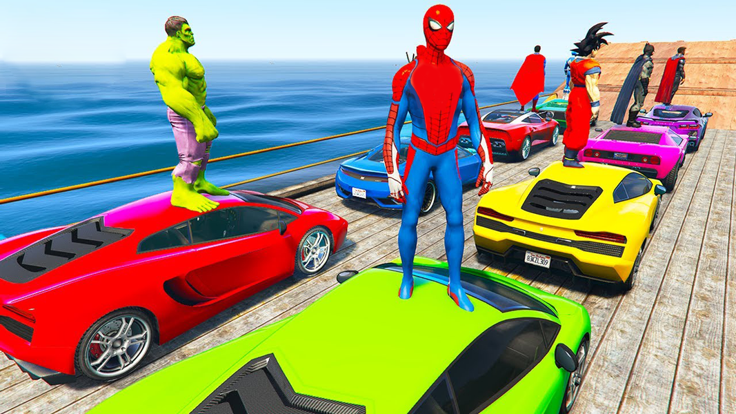 Superhero Car Stunt GT Racing - Gameplay image of android game