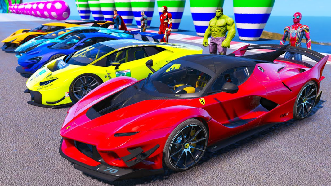 Superhero Car Stunt GT Racing - Gameplay image of android game