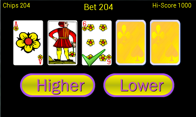 Higher or Lower card game - عکس بازی موبایلی اندروید