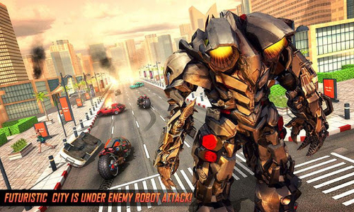Real Flying Robot Bike : Robot Shooting Games - Gameplay image of android game