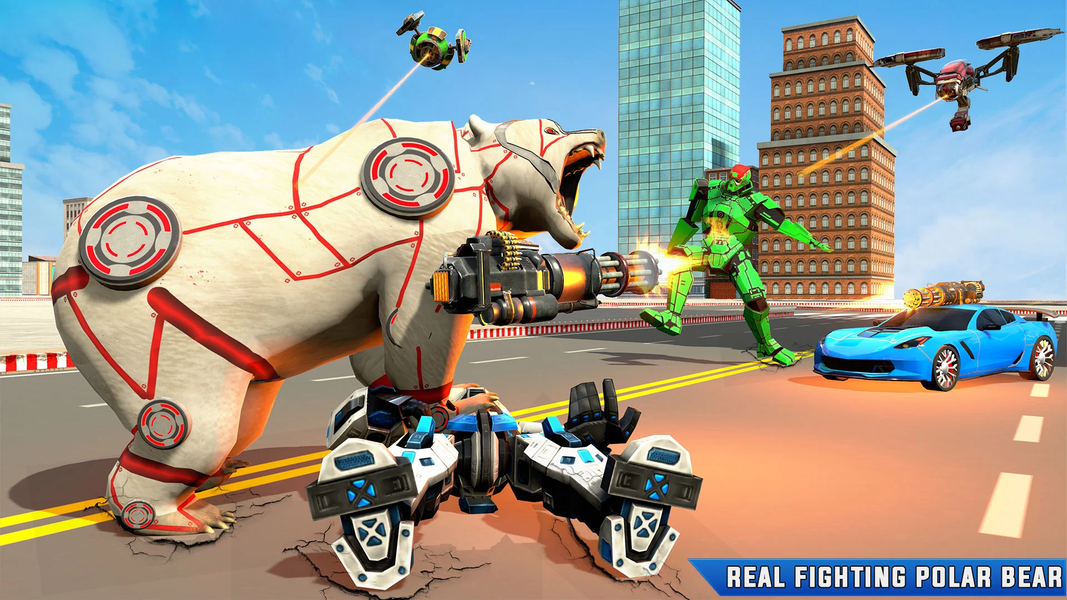 Flying Bear Robot Hero Game - Gameplay image of android game
