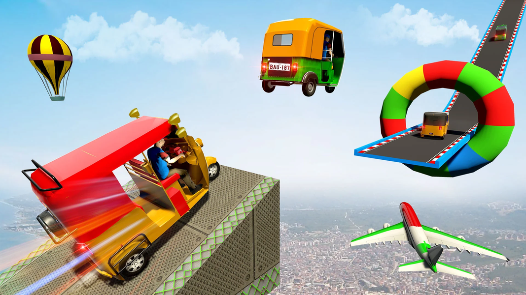 Modern Tuk Tuk Auto Stunt Game - Gameplay image of android game