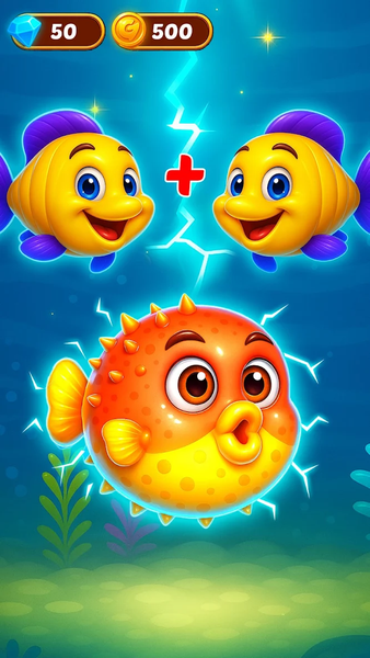 Merge Fish Evolution Games - Gameplay image of android game