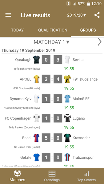 Live Scores for Europa League - عکس برنامه موبایلی اندروید