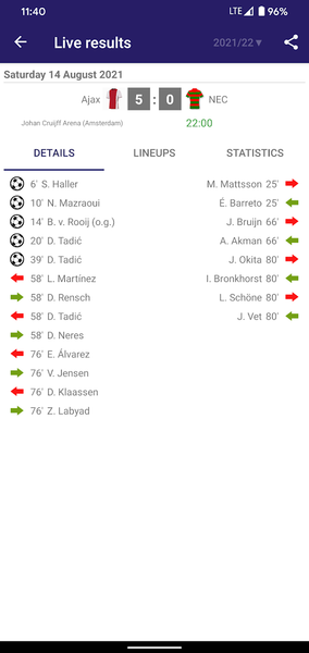 Live Scores for Eredivisie - عکس برنامه موبایلی اندروید