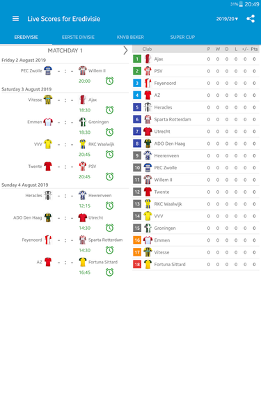 Live Scores for Eredivisie - عکس برنامه موبایلی اندروید