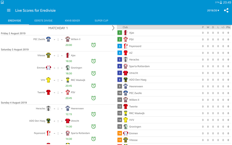 Live Scores for Eredivisie - عکس برنامه موبایلی اندروید