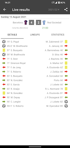 Live Scores for La Liga ۲۰۲۵ - عکس برنامه موبایلی اندروید