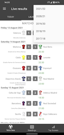 Live Scores for La Liga ۲۰۲۵ - عکس برنامه موبایلی اندروید