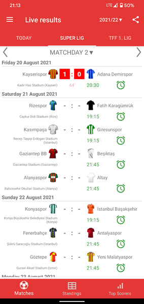 Live Scores for Super Lig ۲۰۲۳ - عکس برنامه موبایلی اندروید