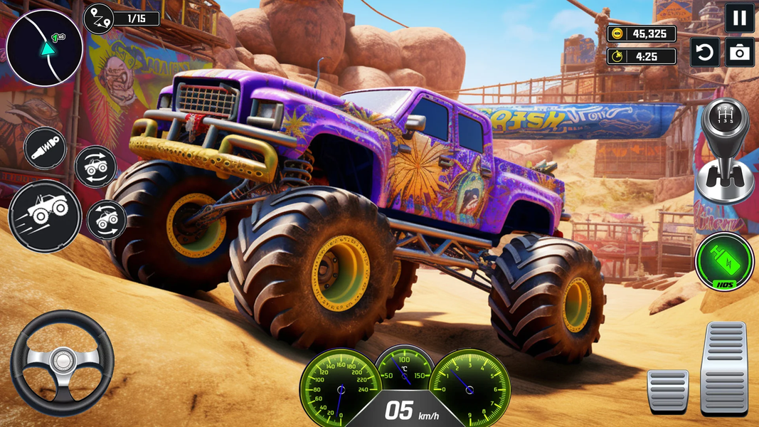 Hard Wheels Monster Truck Game - Gameplay image of android game
