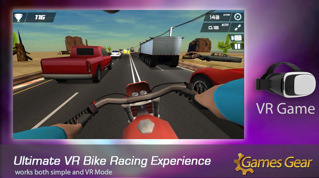 VR Bike Racing Game - vr games - عکس برنامه موبایلی اندروید