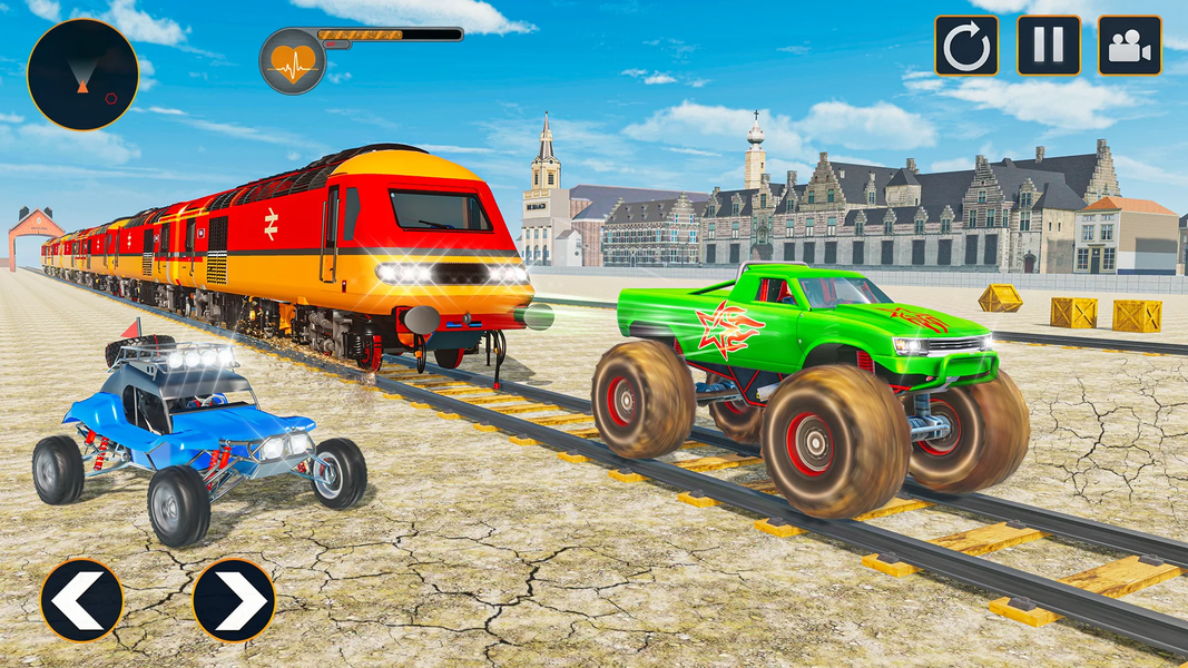 Monster Truck Derby Train Game - Gameplay image of android game