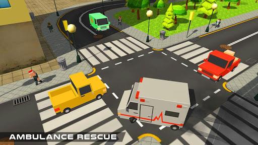 Blocky Army Ambulance Rescue - Gameplay image of android game