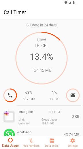 Data Usage - Call Timer - Image screenshot of android app