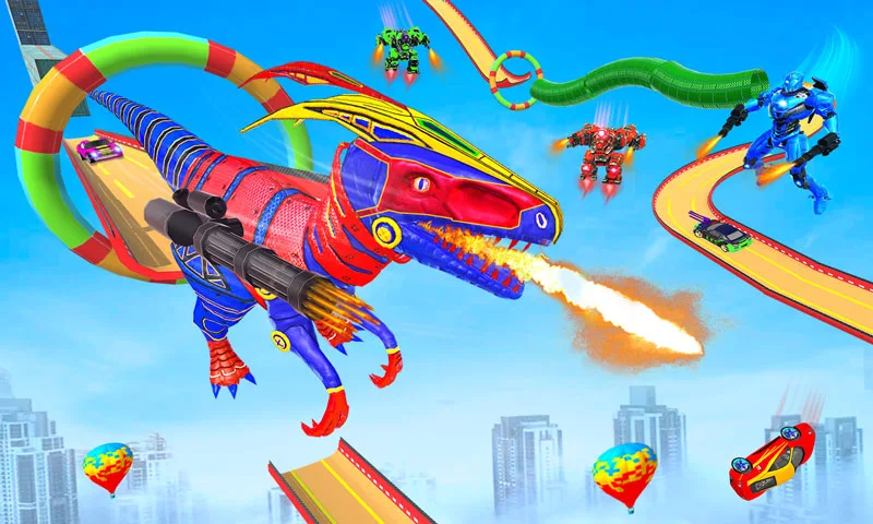 Dino Transform Car Robot Games - Gameplay image of android game