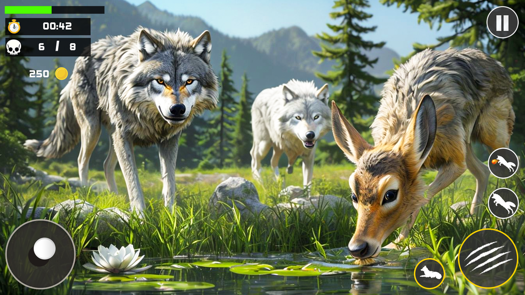 Wild Wolf Tales Wolf Simulator - Gameplay image of android game