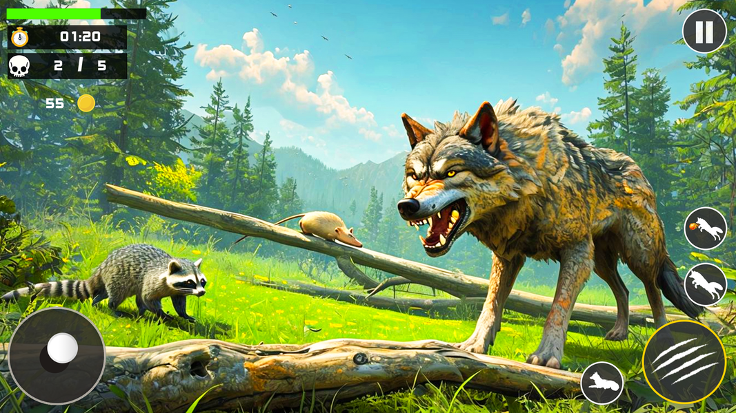 Wild Wolf Tales Wolf Simulator - Gameplay image of android game