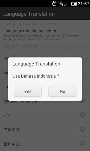 Bahasa Indonesian GO WeatherEX - Image screenshot of android app