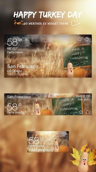 Happy turkey day Style GO Weather EX - Image screenshot of android app