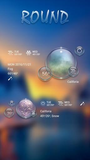 Round GO Weather Widget Theme - عکس برنامه موبایلی اندروید