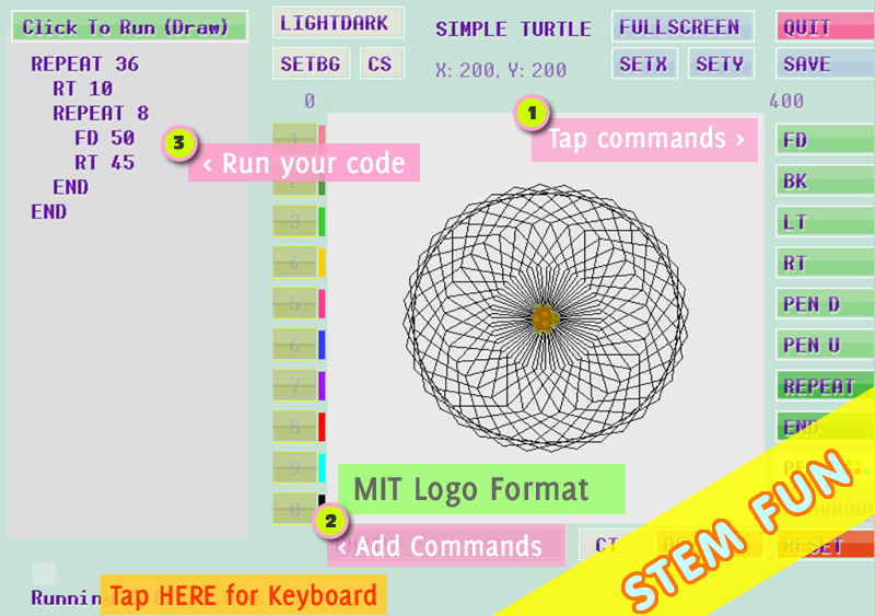 Simple Turtle LOGO - عکس برنامه موبایلی اندروید