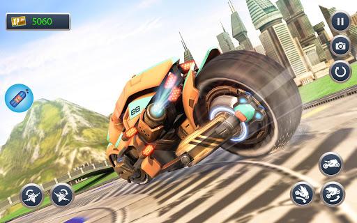 Futuristic Flying Motorbike Rider Driving - Image screenshot of android app