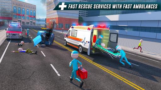 Stickman Ambulance Roof Stunts - Gameplay image of android game