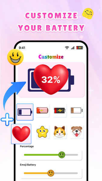 Cute Emoji Battery Icon Bar - Image screenshot of android app