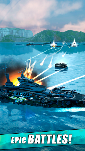 Idle Fleet: Warship Shooter - Gameplay image of android game