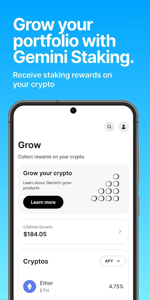 Gemini Exchange & Credit Card - عکس برنامه موبایلی اندروید
