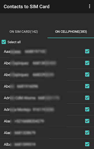 Contacts to SIM - Image screenshot of android app