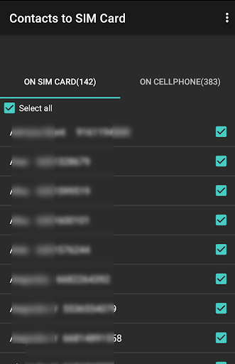 Contacts to SIM - Image screenshot of android app