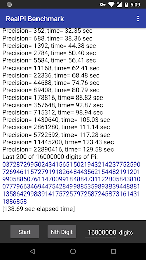 Real Pi Benchmark - Image screenshot of android app