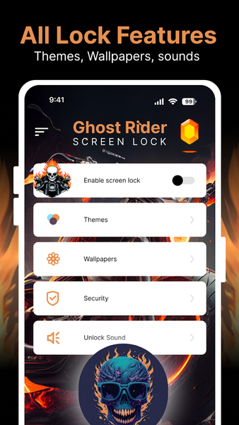 Ghost Rider - Zip Screen Lock - عکس برنامه موبایلی اندروید