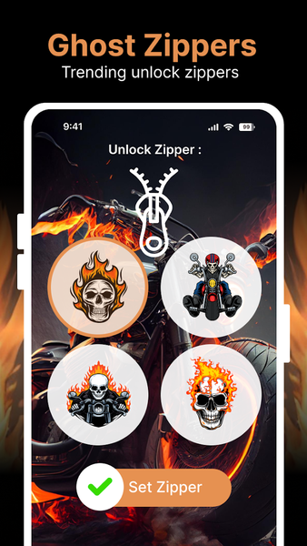 Ghost Rider - Zip Screen Lock - عکس برنامه موبایلی اندروید