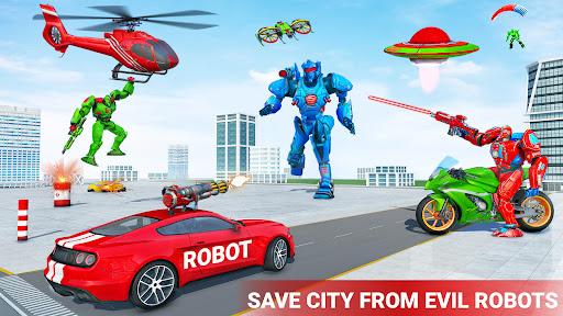 Helicopter Robot Car Game 3d - Gameplay image of android game