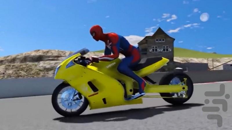 Spider-Man riding a motorcycle - Image screenshot of android app