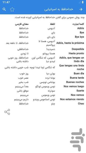 آموزش زبان اسپانیایی - عکس برنامه موبایلی اندروید