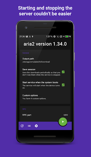 Aria2Android  (open source) - Image screenshot of android app