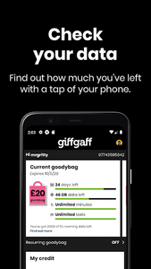 giffgaff app, Download and manage your account