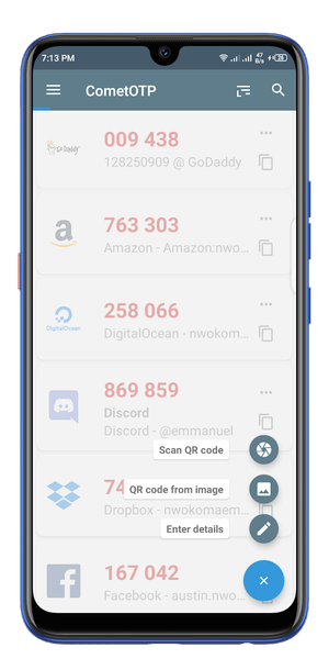 CometOTP - 2FA Authenticator - Image screenshot of android app