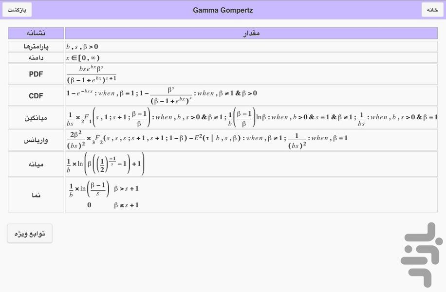 توزیع های آماری - عکس برنامه موبایلی اندروید