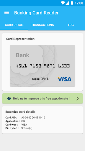 Credit Card Reader NFC (EMV) - Image screenshot of android app